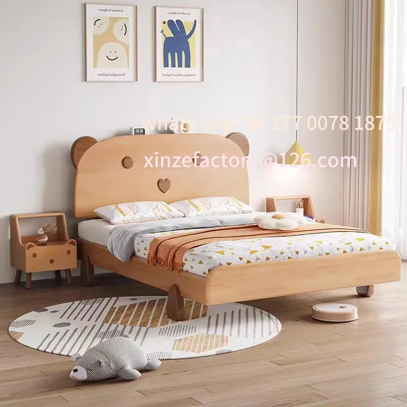 Customizable all solid wood children's bed with guardrail 1.5 meters boys and girls bedroom simple 1.2 single bed 1.35m small
