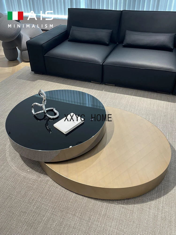 

Modern Household Tempered Glass Italian Minimalist Oval Coffee Table