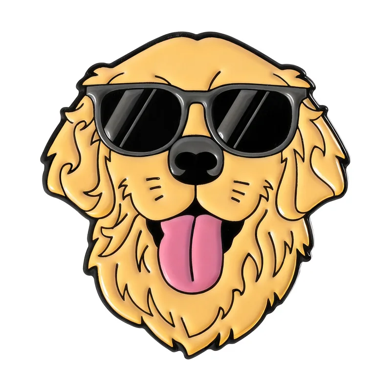 High Quality Metal Plating Drop Oil Cute Eyeglasses Dog Design Pins Dogs Lovers Activity Clothing Decorative Souvenir Badges