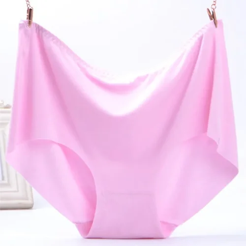 Imagen 2 del producto 4 Uds. Bragas de talla grande para mujer, ropa interior suave Sexy de seda helada de cintura alta ultrafina y transpirable para niño, 55 125kg Extra grande