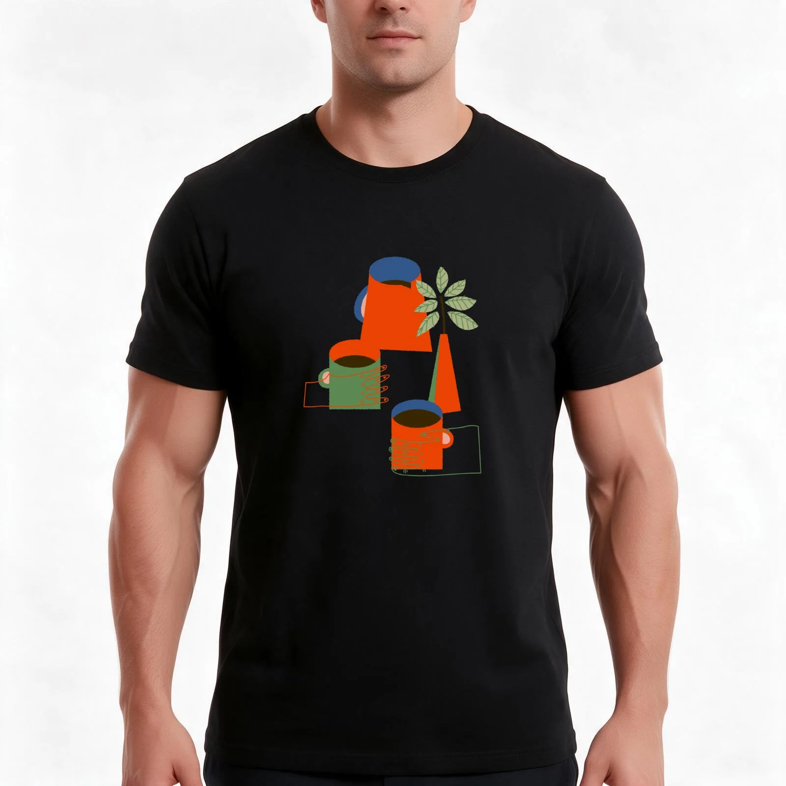 Morning Coffee T-Shirt, Summer Casual Cotton Tee, Oversized Streetwear Tops, Vintage Graphic Print, Loose Fit Short Sleeve