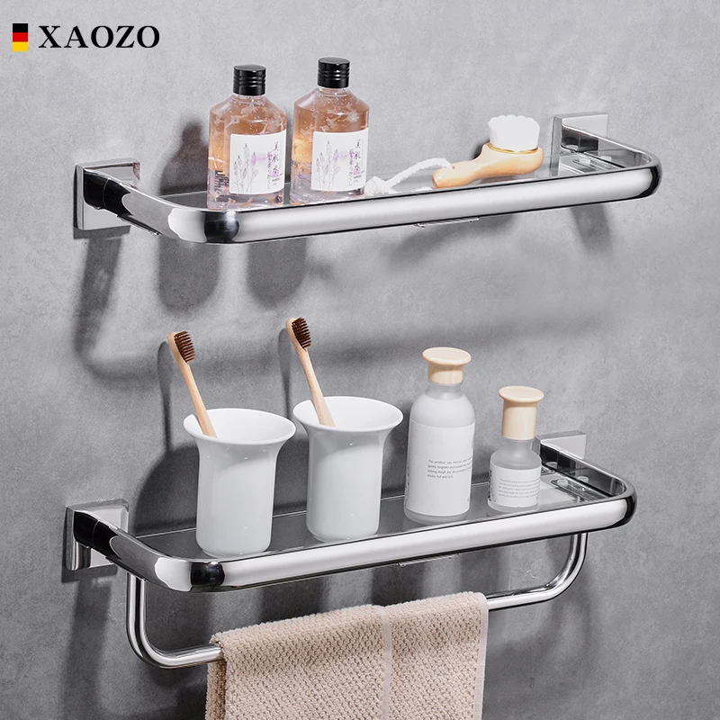 Bathroom Rack Wall Mounted Glass Shelf Shower Storage Rack Bracket Toilet Shampoo Organizer Bathroom Accessories