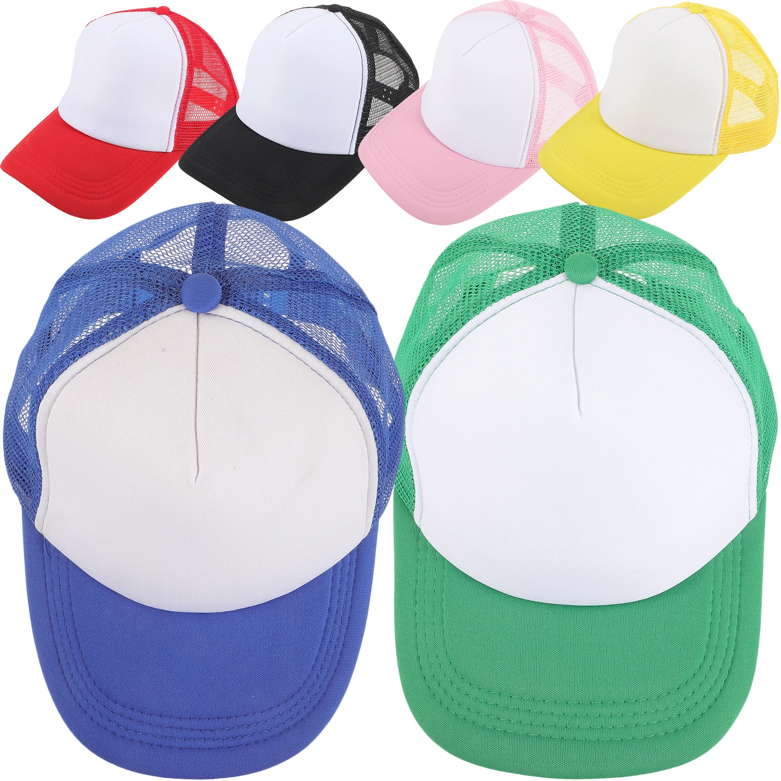 

6pcs Blank Hats Polyester Sublimation Blanks Baseball Caps Heat Transfer DIY Outdoor Bulk Youth Women Men Fishing Camping Picnic