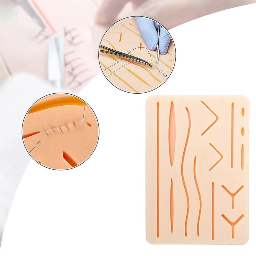 Alat Latihan Jahit Bedah 3/0 dengan Matras Silikon, Benang Nylon Silk Non-injeksi untuk Latihan Pengajaran Menjahit