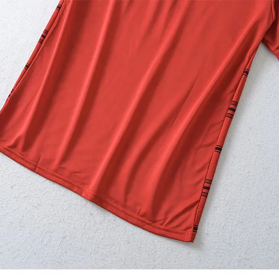 JNLEAOG printemps nouveau design Faion pour femmes rayé ort Sve col rabattu T-shirt décontracté fibre de polyester tube droit...