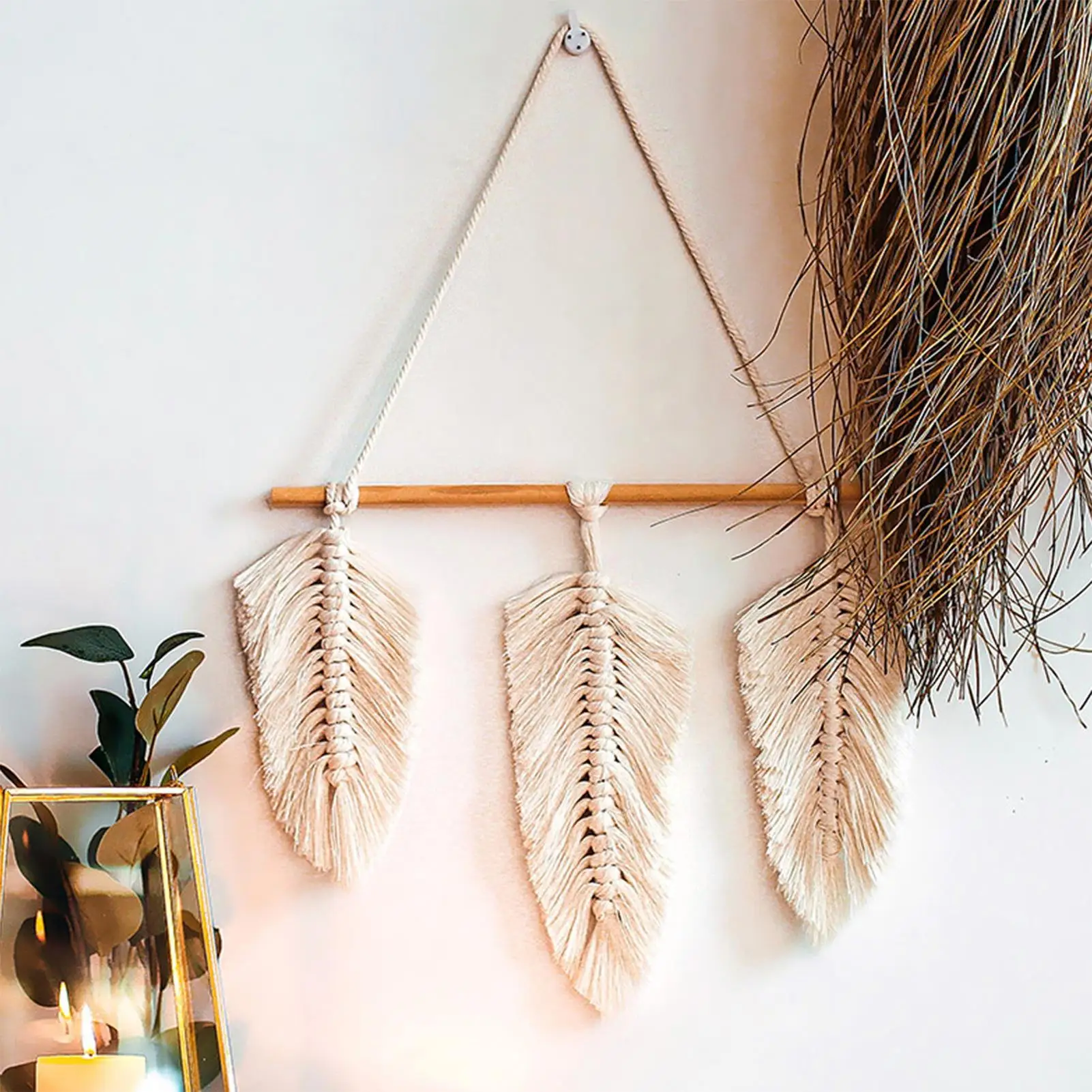 

Macrame Wall Hanging | Bohemian Room Decor with Tassels | Board Pictures Hanging Braided Leaves Wall