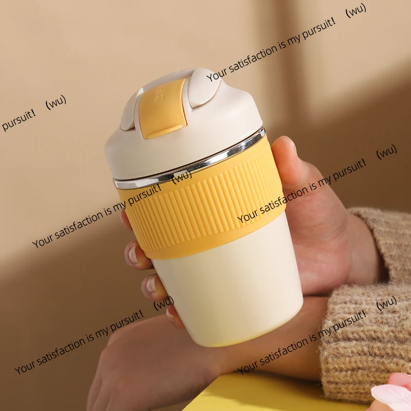 480Ml, stainless steel thermos cup, children's portable vacuum insulation water bottle, with straw