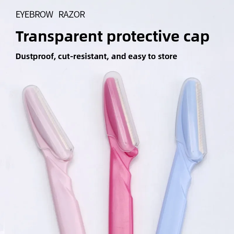 New Safety Straight Handle Micro-Edge Eyebrow Razor Grooming Tool for Beginners with Anti-Scratch Guard Portable Makeup Shaver