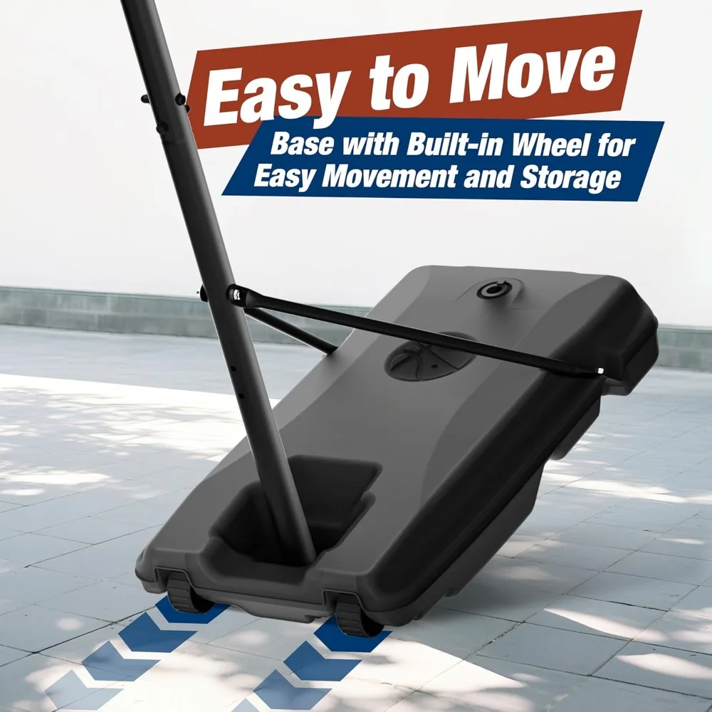 Портативная регулируемая баскетбольная система для детей: высота 4,8–10 футов, 45-дюймовая небьющаяся панель, уличные ворота