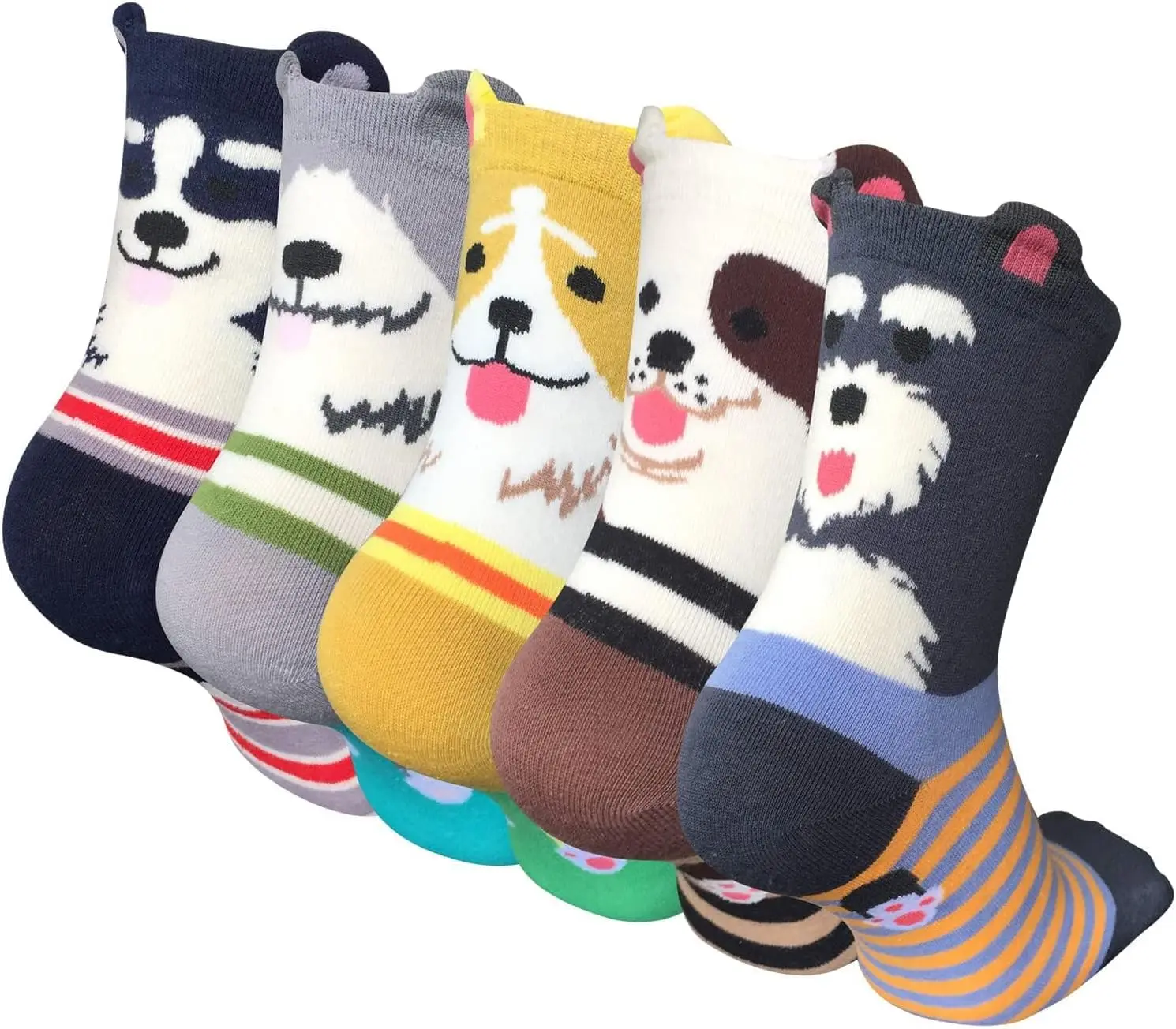 

Funny Cozy Cat Dog Pattern Socks for Women, Cute Printed Novelty Fun