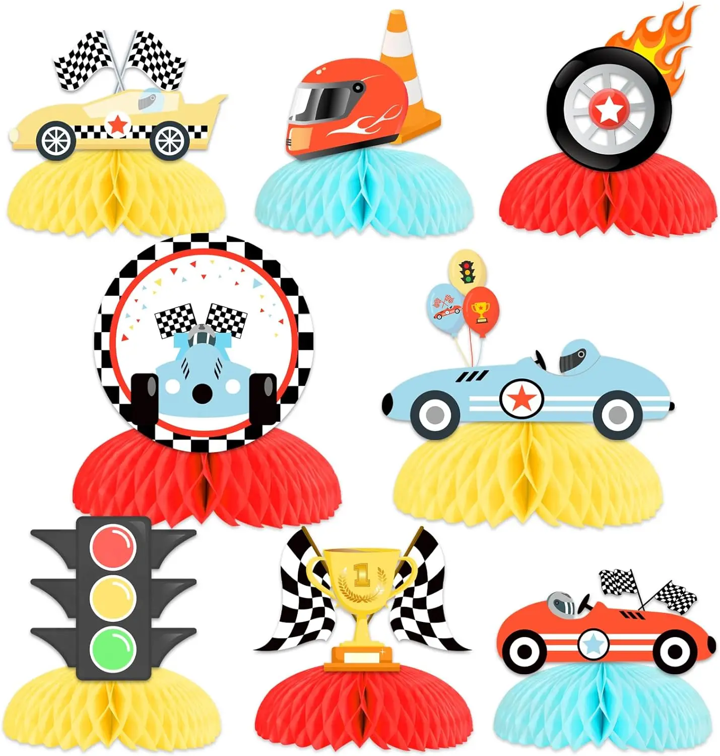 

Race Car Honeycomb Centerpieces Boy’s Birthday Decor Table Toppers 1st 2nd 3rd Birthday Baby Shower Party Supplies Photo Props