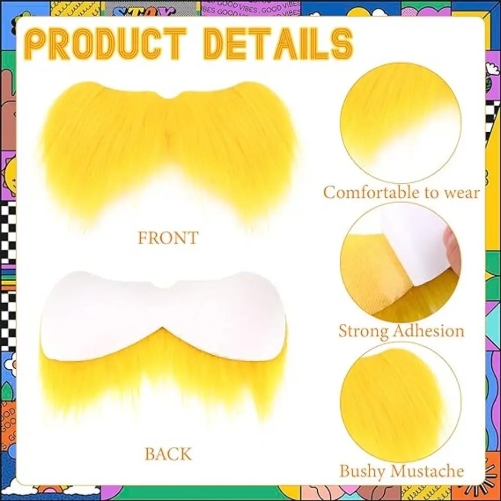 Yellow Mustache Eyebrows Set Fake Party Makeup Ball Self Adhesive Fake Beard Funny Party Favors Cosplay Costume Accessories