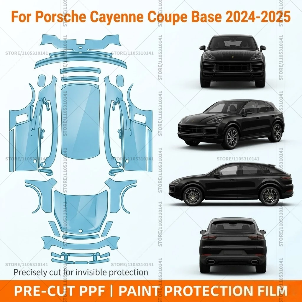 

Pre-Cut Paint Protection Film PPF Transparent Bumper Protector Automotive Bra Car Film For Porsche Cayenne Coupe Base 2024-2025
