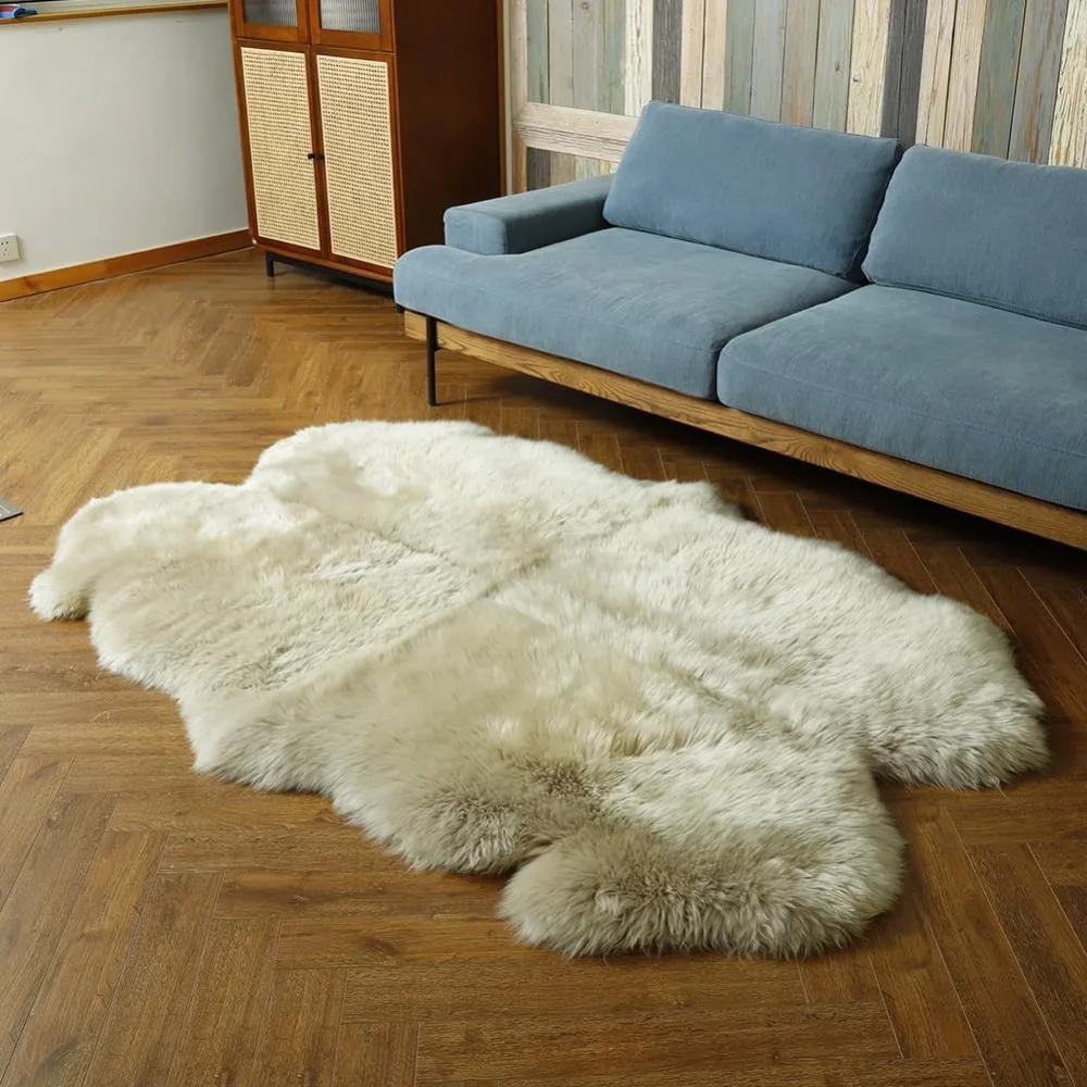 

Genuine Sheepskin Area Rug Fur Carpet Fluffy Shaggy Fur Rug