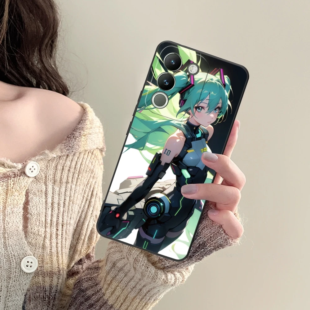 Anime Cute M-Miku Mobile Cell Phone Case for VIVO Y95 Y93 Y31 Y20 V19 V17 V15 Pro X60 NEX Black Soft Phone Cover Shell