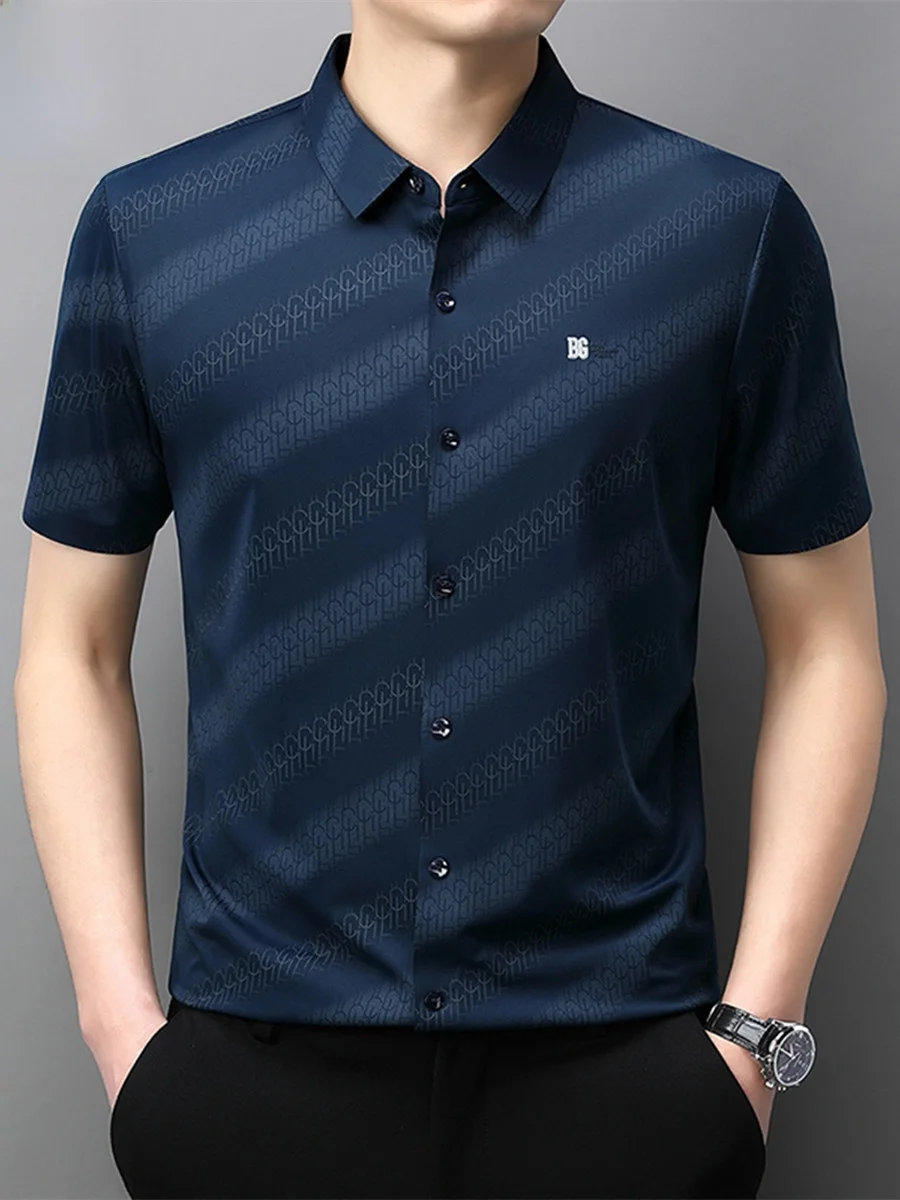 

Men's ort Sve irt Ice Silk Casual Thin Stand Fit Summer New Sle Korean Sle Breathable Cool Feeling irt