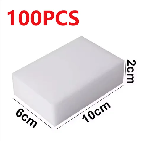 50/100Pcs 매직 스폰지 클리너 멜라민 폼 스크러버 주방 욕실 얼룩 제거제 식기류 가정용 청소 도구