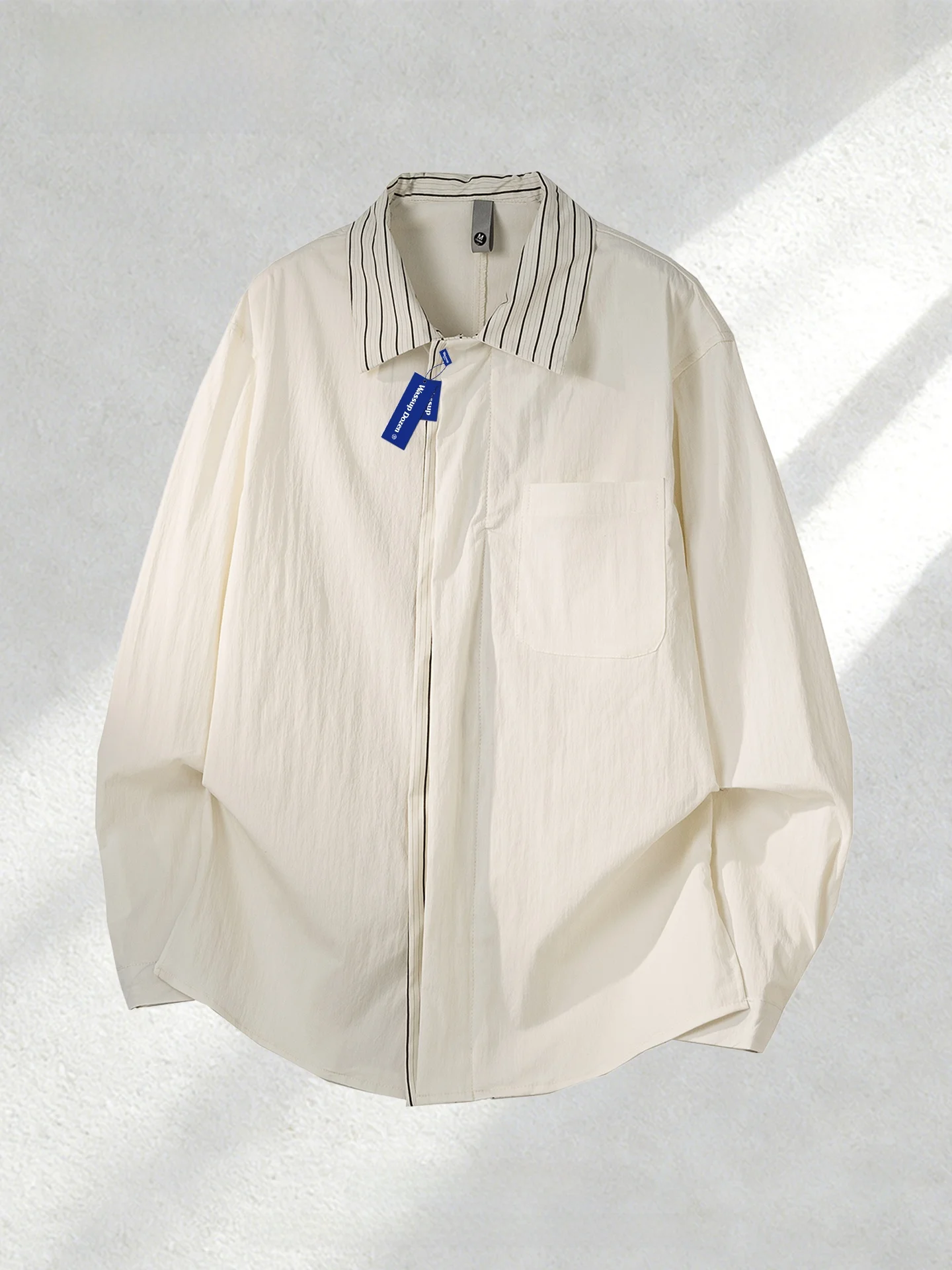 

Мужская рубашка Wassup Dozen с длинным рукавом из ледяного шелка, повседневная, свободного кроя, в полоску, на пуговицах, универсальная, весна-лето