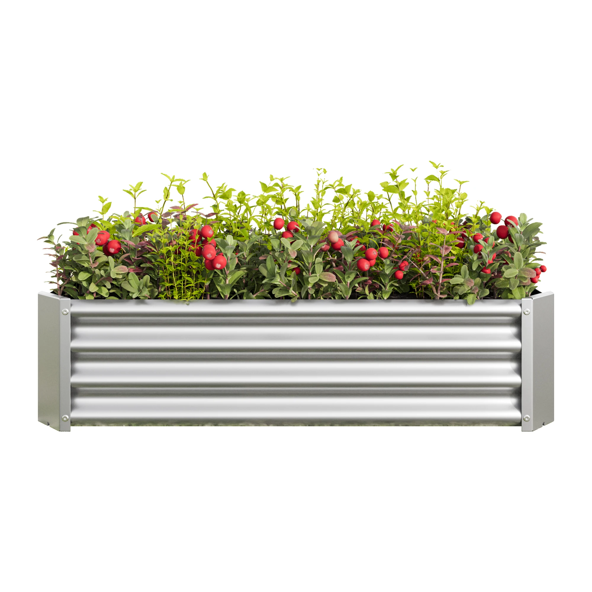 Metal Raised Garden Bed Outdoor Rectangle Raised Planter Open Bottom Design Planter Bed for Growing Vegetables Silver