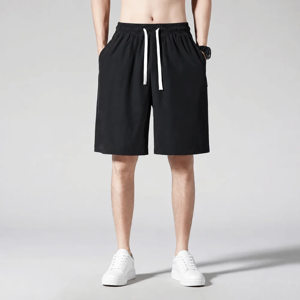 Soft Ice Silk Ice Silk Shorts Quick Dry Elastic Waist Quick Dry Shorts Knee Length Drawstring Athletic Shorts Casual Lounge