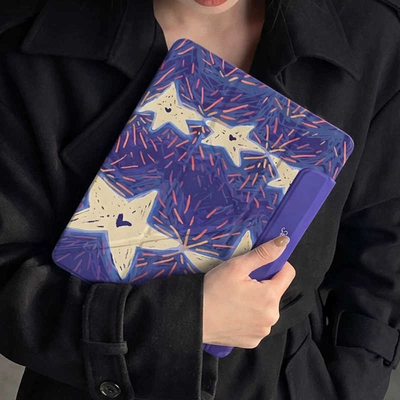 Cute Bow-Tied Bunny Magnetic Buckle 720° Magnetic Ring Tablet Case For iPad Pro12.9 13 M4 M5case8.3 9.7 10.2 7th-11th Air8