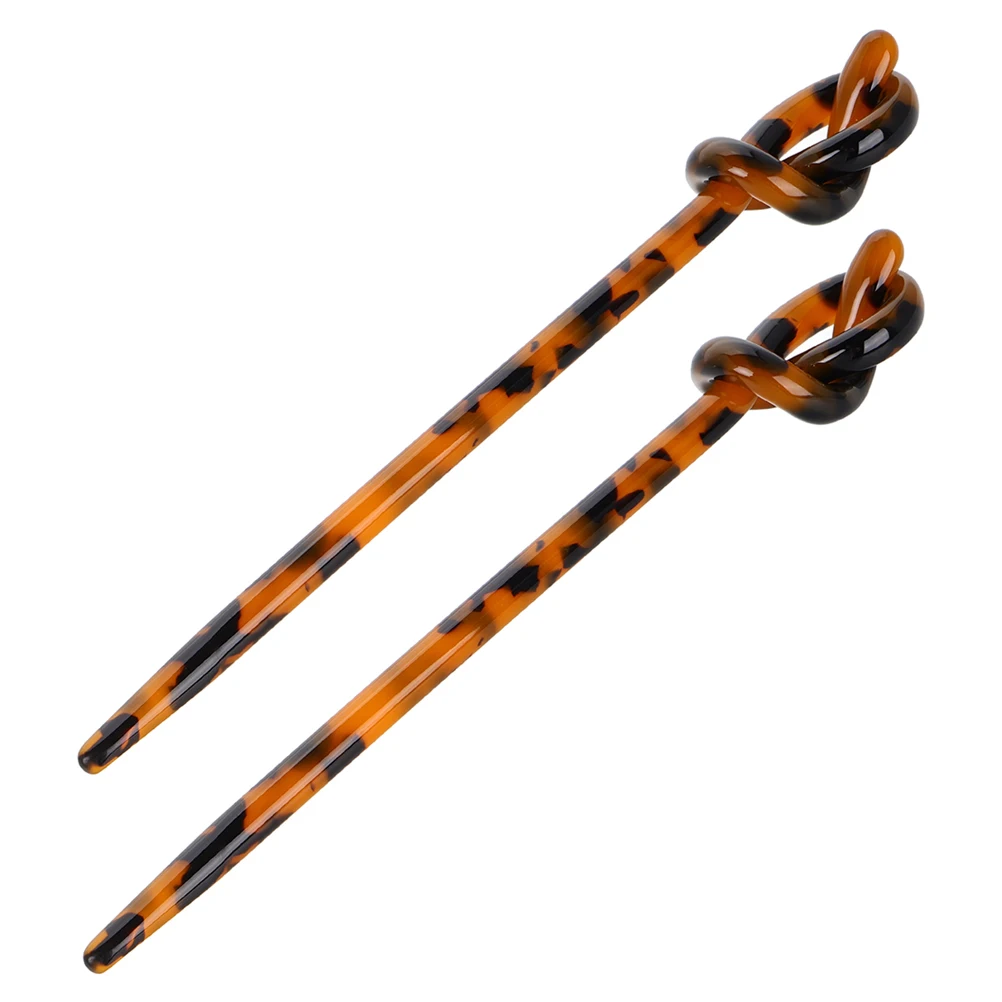

2pcs Vintage Hairpins Leopard Print Women's Styling Accessories Chinese Hair Sticks for Thick Hair Bun Decorative Long Durable