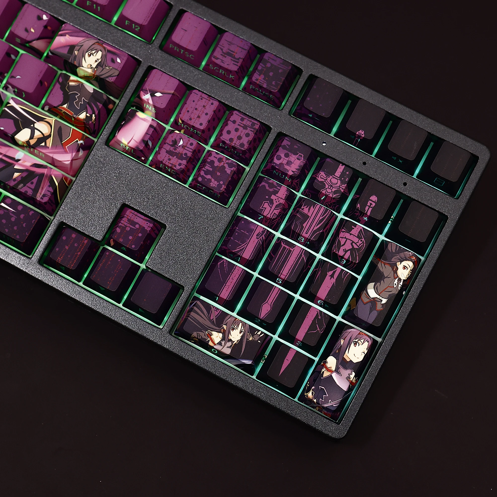 108 مفاتيح/مجموعة Yuuki Sword Art Online SAO لطيف فتاة لتقوم بها بنفسك PBT الكرز الشخصي أغطية المفاتيح لمفتاح MX للوحة المفاتيح الميكانيكية لعبة هدية #3