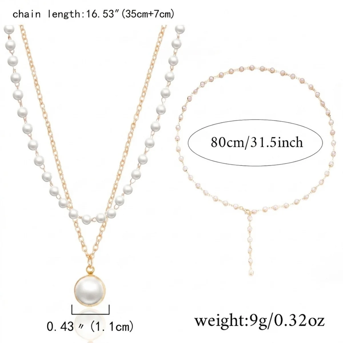 Vintage Elegante Simulierte Perlen-Halskette für Damen, Mehrschichtige Y-förmige Pulloverkette, Choker, Hochzeitsschmuck – Detail 32