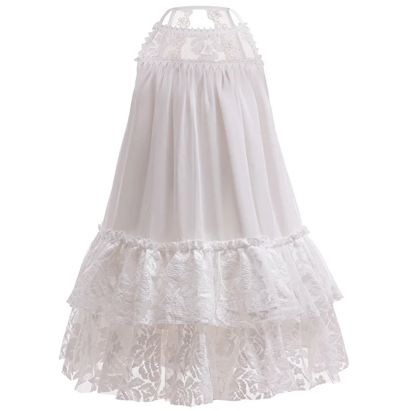 Brief White Dresses Girls Vacation Bohemia Summer Dress Fashion Lace Vestidos Girl Princess Dress Casual Homewear Sleep Dress