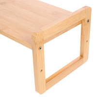 Adjustable Bamboo Monitor Riser Stand For Desk Wood Laptop Computer Sturdy Desktop Organizer Office Storage Rack Ergonomic