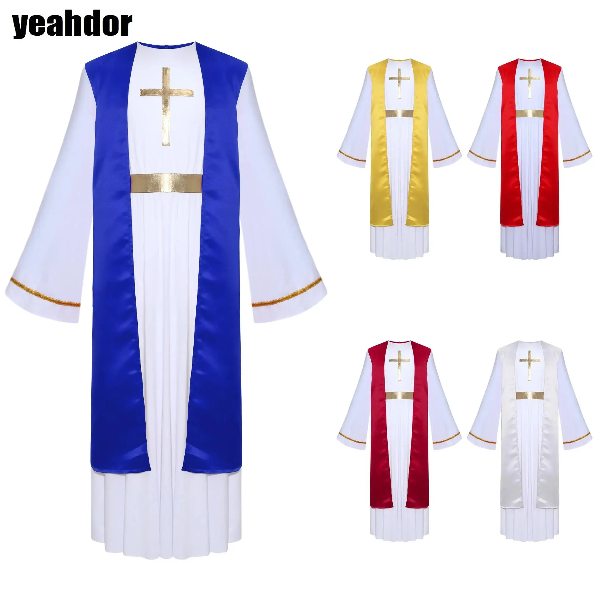 

Ложное платье Иисуса для мальчиков и девочек с расклешенными рукавами, халат для церковной хора, костюм для поклонения на Рождество, Хэллоуин, косплей, нарядное платье