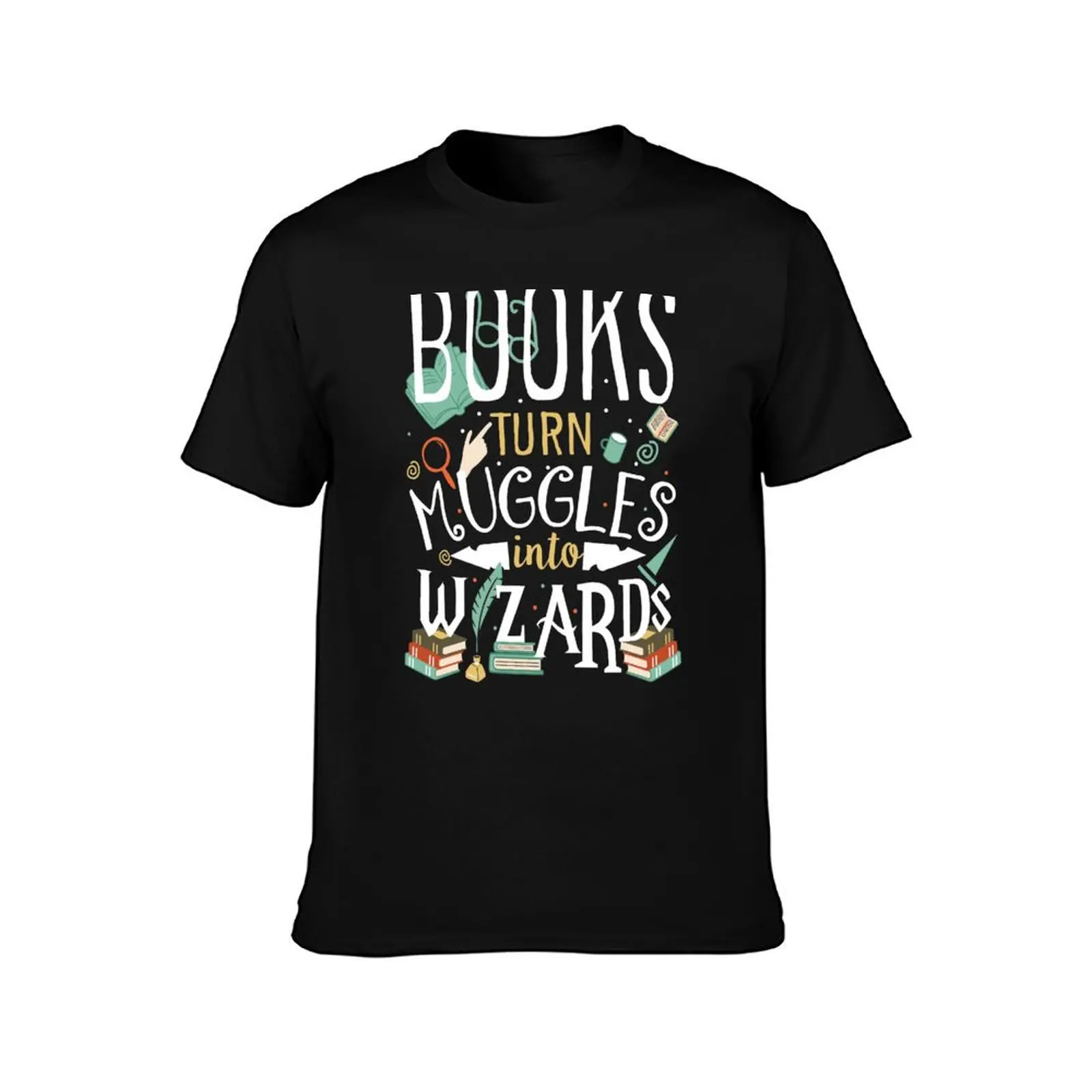 Books turn Muggles into Wizards T-Shirt Summer Casual Cotton Tee Oversized Streetwear Tops Vintage Graphic Print 100% Cotton