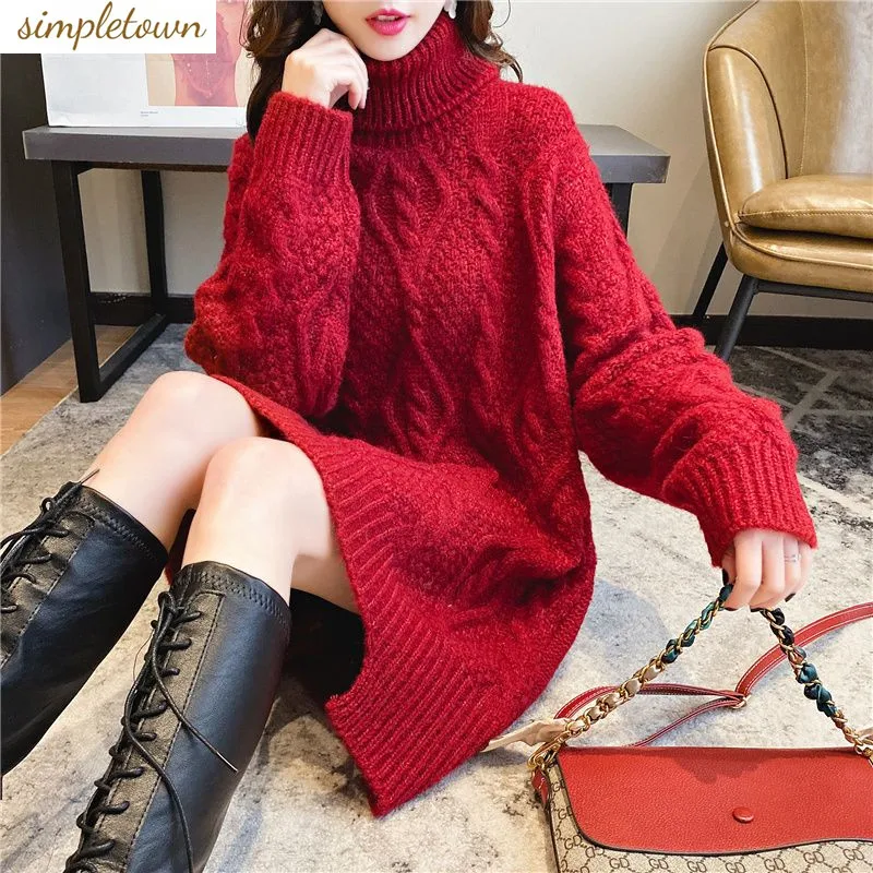 

2023 Autumn/Winter Korean Edition New Thickened Solid Color Pullover Sweater Autumn/Winter Korean Edition Loose Knitted Top