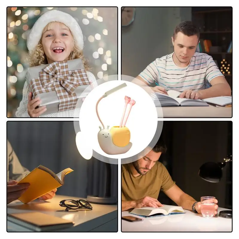 Aesthetic Desk Lamp LED Rechargeable Snail Reading Lights Night Light Reading Lights Rechargeable LED Book Light Foldable Eye