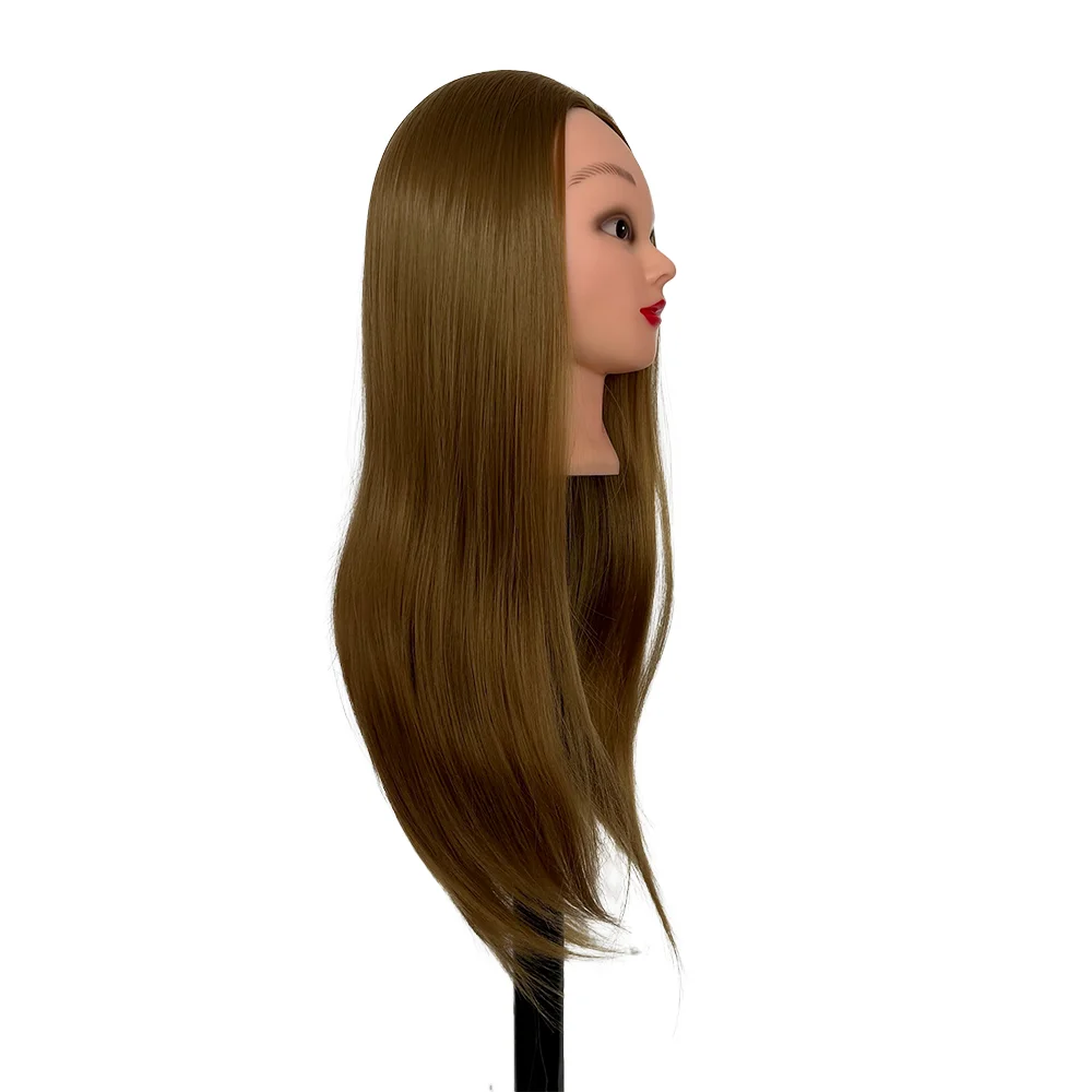 Cabeza de maniquí de entrenamiento sintético para peluquería, pelo largo y liso, para maquillaje, trenzado, práctica de salón, herramienta de estilismo