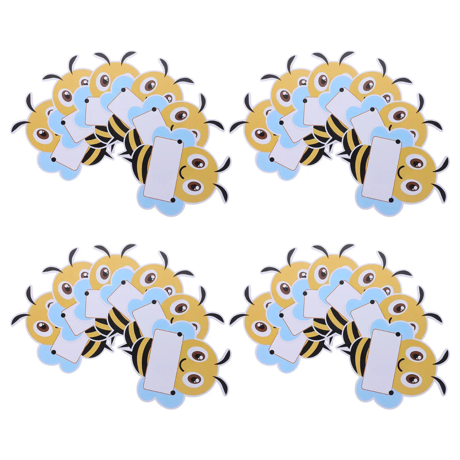 48Pcs Bee Name Stickers Children Classroom Name Tags Tear Resistant Cartoon Paper Labels for School Supplies Bee Paper Tags
