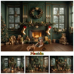 Christmas Room Decoration Photography Background Fireplace Sock Tree Baby Shower Backdrop For Children Shooting Photozone Studio