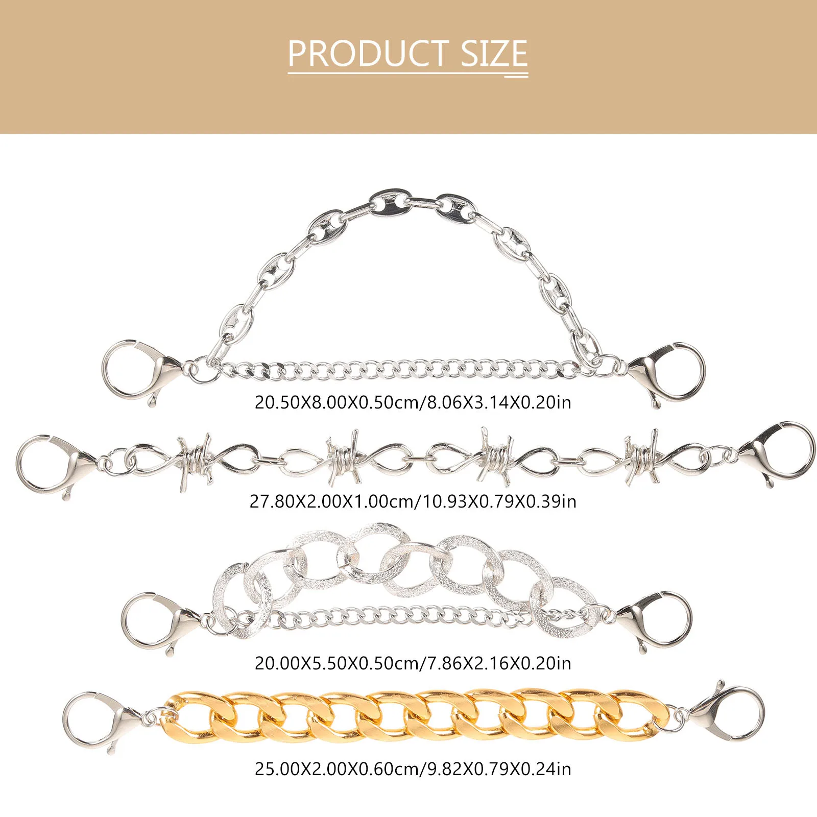 

4Pcs Metal Shoe Chain Punk Style Decorative Sandal Accessories Eyecatching Design Men Women Shoe Chain Shoes Accessories