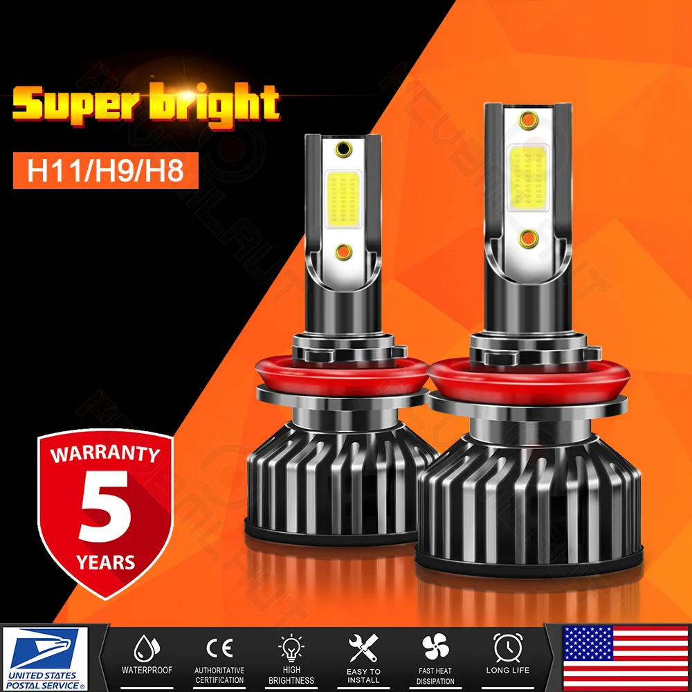 

CHUSYYRAY 2PCS Car lights H11 Super Bright LED Headlights High Low Beam Fog Light Bulb White 6000K Car accsesories