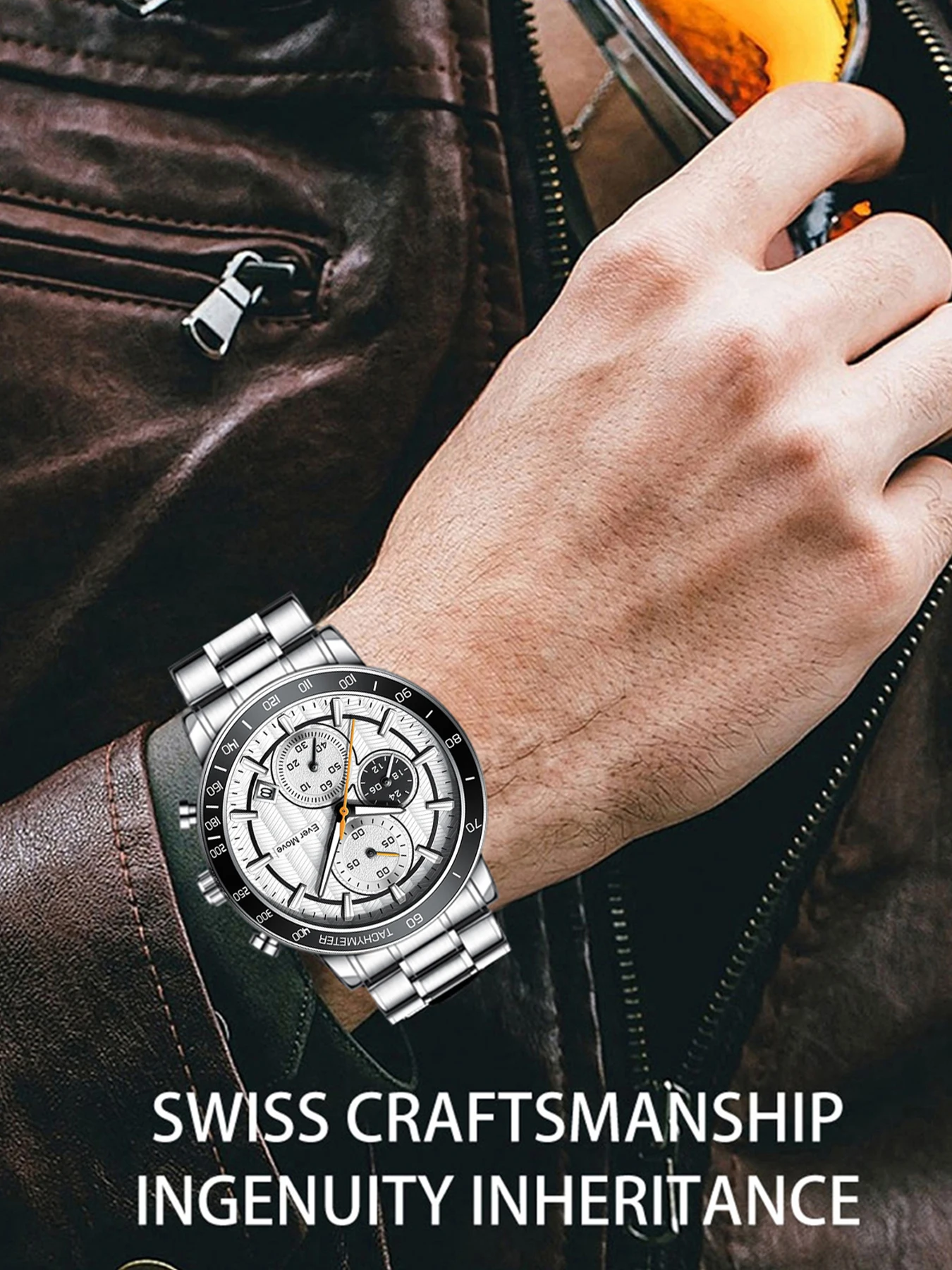 Men\'s Business Sports Mesh Belt Quartz Watch Multi functional Three Eyes Six Needle Men\'s Watch Business Mesh Belt Watch