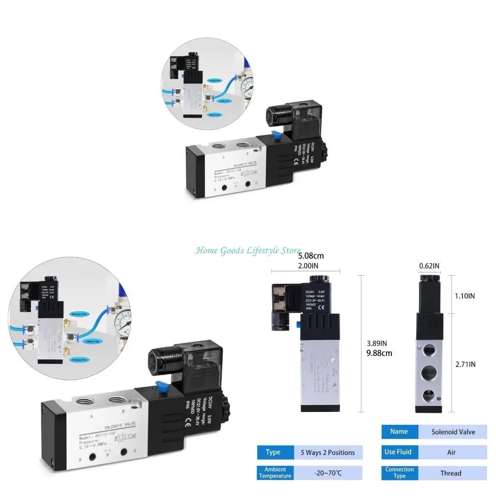 

E74E 4V310-10 24V Пневматические электрические электромагнитные клапаны 5 Way 2 Положение Управление воздуха Соленоидные клапаны