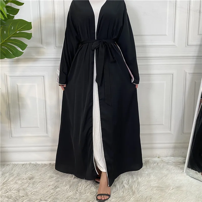 

Ramadan Abaya Islam Kaftan Patchwork Sash Big Swing Dress Dubai Abayas for Women Caftan Jilbab Hijab Robe 2022 Muslim Clothes