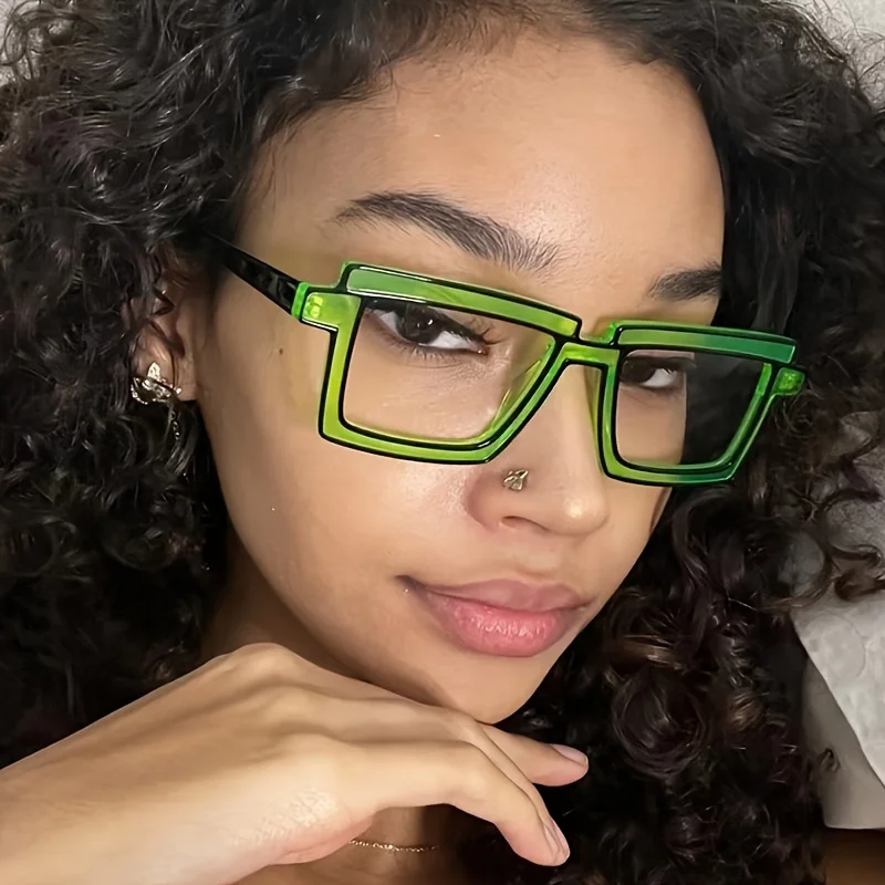 Shining Eye Square Clear Lens Glasses Anime Candy Color Fashion Cosplay Costume Glasses Computer Spectacles For Women Men