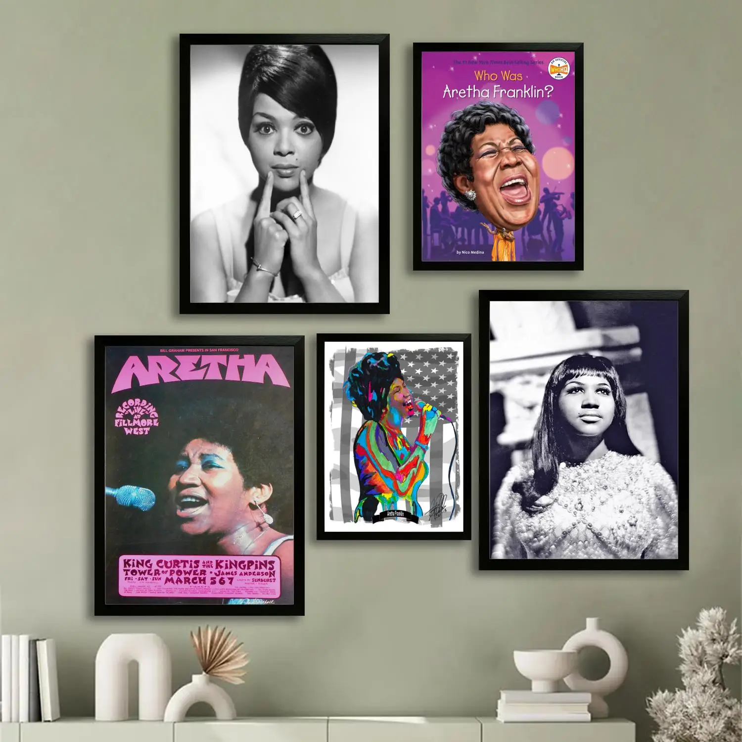 Póster artístico en lienzo de aretha franklin, impresión de imágenes artísticas de pared, carteles modernos para decoración de dormitorio familiar, pintura decorativa