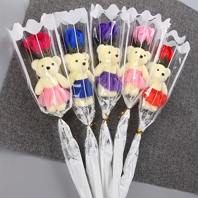 1/3 Stück Rosenbär Künstliche Blumensträuße für Valentinstag DIY Geschenk Dekoration Hochzeitsdekoration Partyzubehör Heimdekoration – Detail 1
