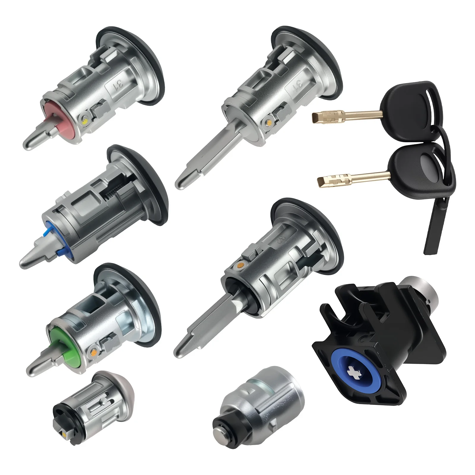 Zündschloss-Türschloss-Motorhauben-Set mit 2 Schlüsseln für Ford Transit Connect – Detail 8