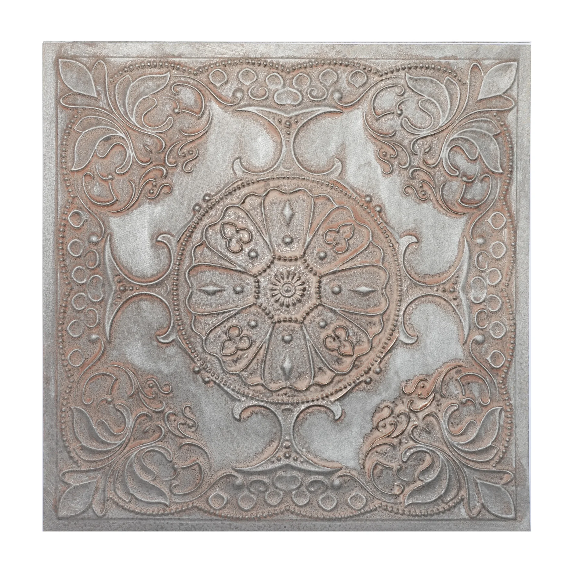 Ceiling Tile,Decorative Distressed Tin Ceiling Tiles PVC Panel for Wall Décor 24x24 for Cafe 10pcs/lot PL71 Weathered iron