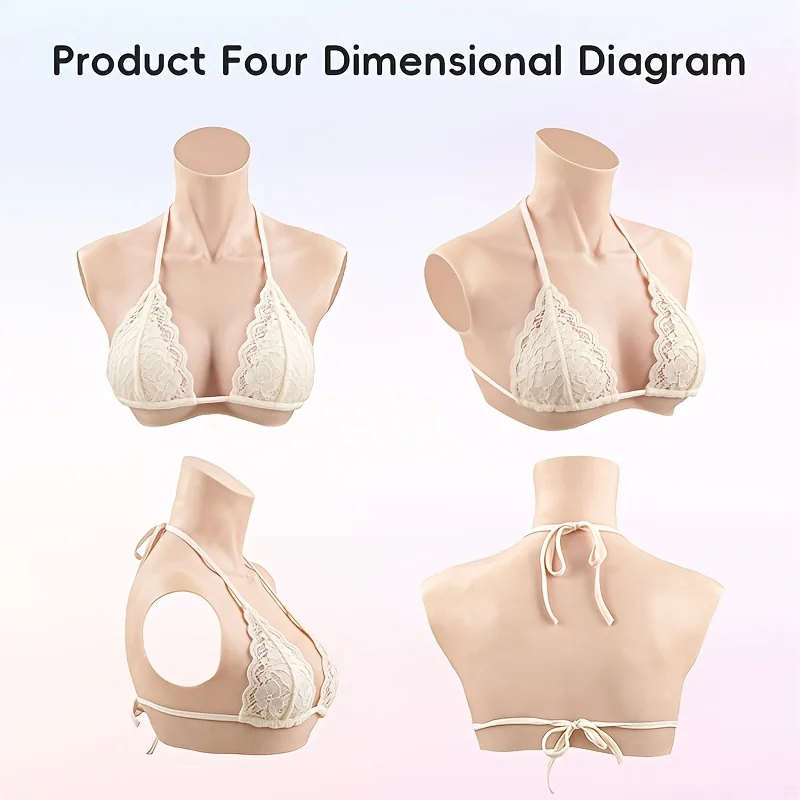 Huge Silicone Breast Forms Plate for Crossdresser Trans Cosplay Transgender with Nipple Areola Fake Boobs Bodysuit Shakeing