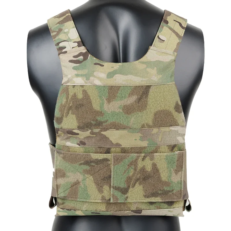 Tactical Vest Airsoft Low Vis Slick Lightweight Plate Carrier Vest Quick Release Elastic Cummerbund 500D Multicam Vest