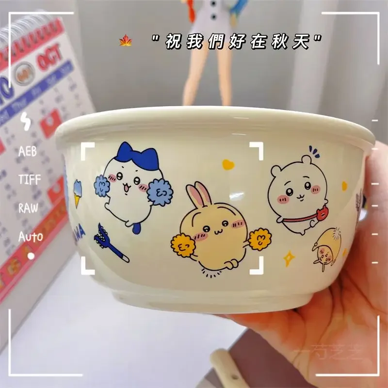 Chiikawa Cute Cartoon Keramik Instant Noodles Schüssel-Set – Home Dinnerware Collection Internet Celebrity USAQI Geschenkidee